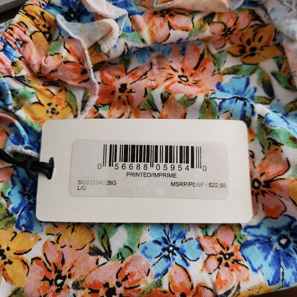 Silver Jeans Co Girls Youth Floral Pink Orange Blue Ruffled Crop Tank Top Size L - Picture 6 of 8